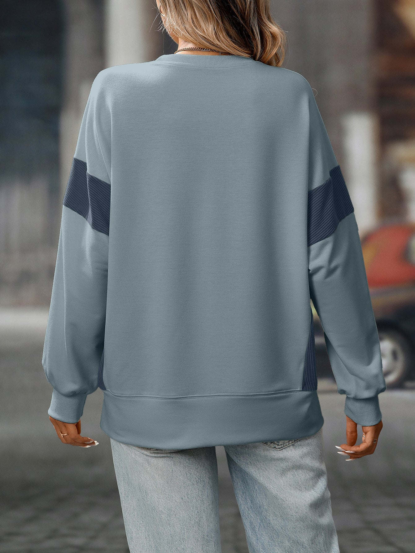 Women round Neck Multicolor round Neck All Matching Casual Loose Sweatshirt