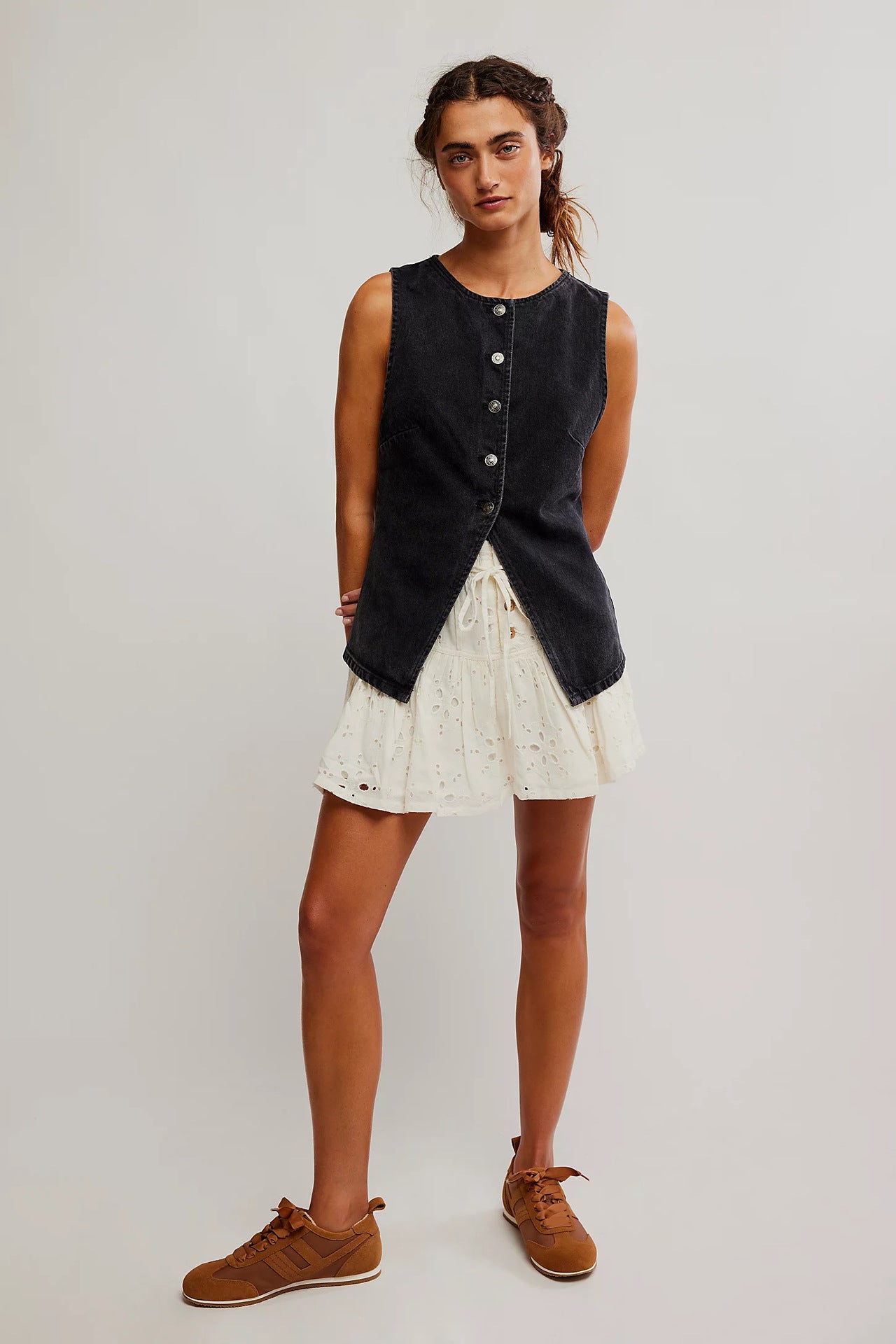 Casual Slim Fit Buttoned Women Clothing Denim Sleeveless Vest