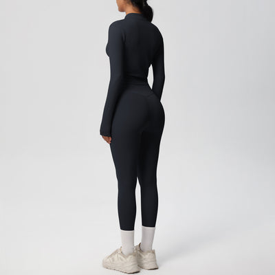 Skinny Yoga Pants High Waist Nude Feel Sports Zip Long Sleeve Coat Workout Clothes Hip Lifting Yoga Set