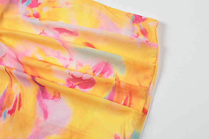 Women Clothing Summer Printed Sexy Beach Holiday off Shoulder Tube Top Package Hip Dress - GLAMWEARS