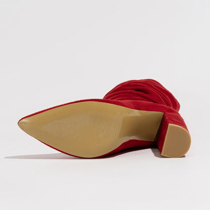 Women Pointed Slip on Winter Fashionable Chunky Heel High Heel Boots Comfortable Women Boots Chunky Heel