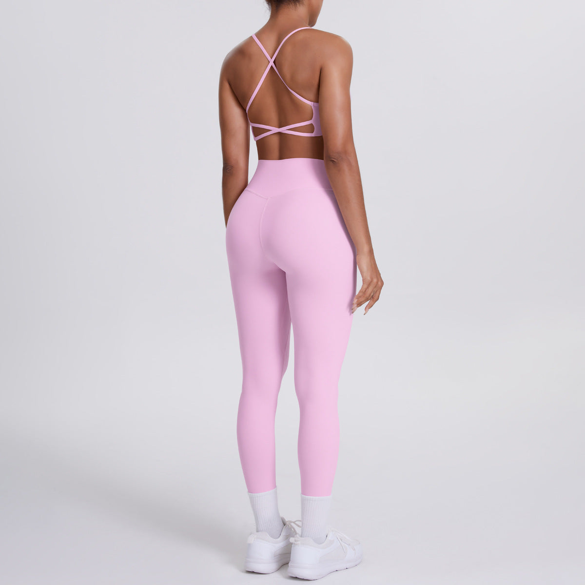 Nude Feel No Embarrassment Line Sports Trousers Sexy Shoulder Strap Beauty Back Running Fitness Pants Yoga Clothes Set