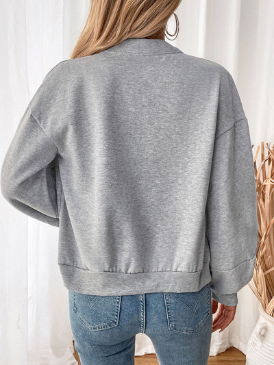 Retro Casual Simple Baseball Collar Long Sleeve Solid Color Thickened Coat Women