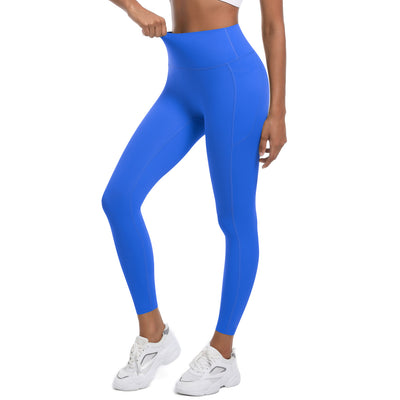 High Strength Skinny Yoga Pants Seamless High Waist Belly Contracting Sports Trousers High Elastic Side Pocket Quick-Drying Fitness Pants