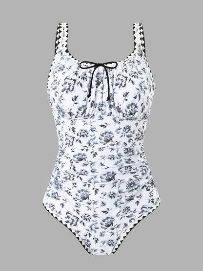 One Piece Printed Bikini Swimsuit Women Beach Vacation Swimsuit