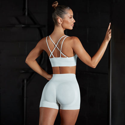 Cross Bra Shorts Set-Light Gray