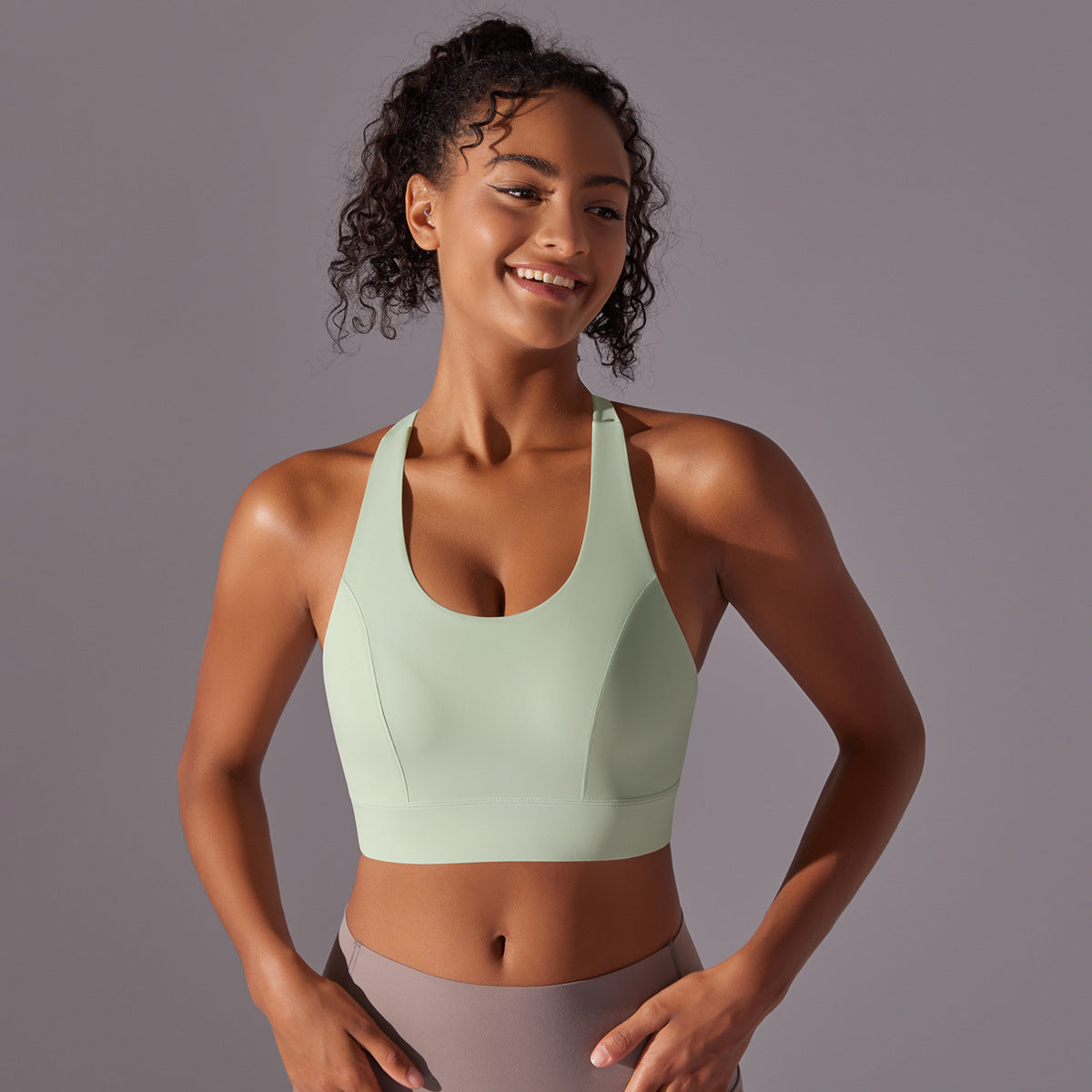 High Strength Sports Underwear One Piece Chest Pad Seamless Hook Eye Closure Yoga Vest Shockproof Push up Beauty Back Yoga Bra